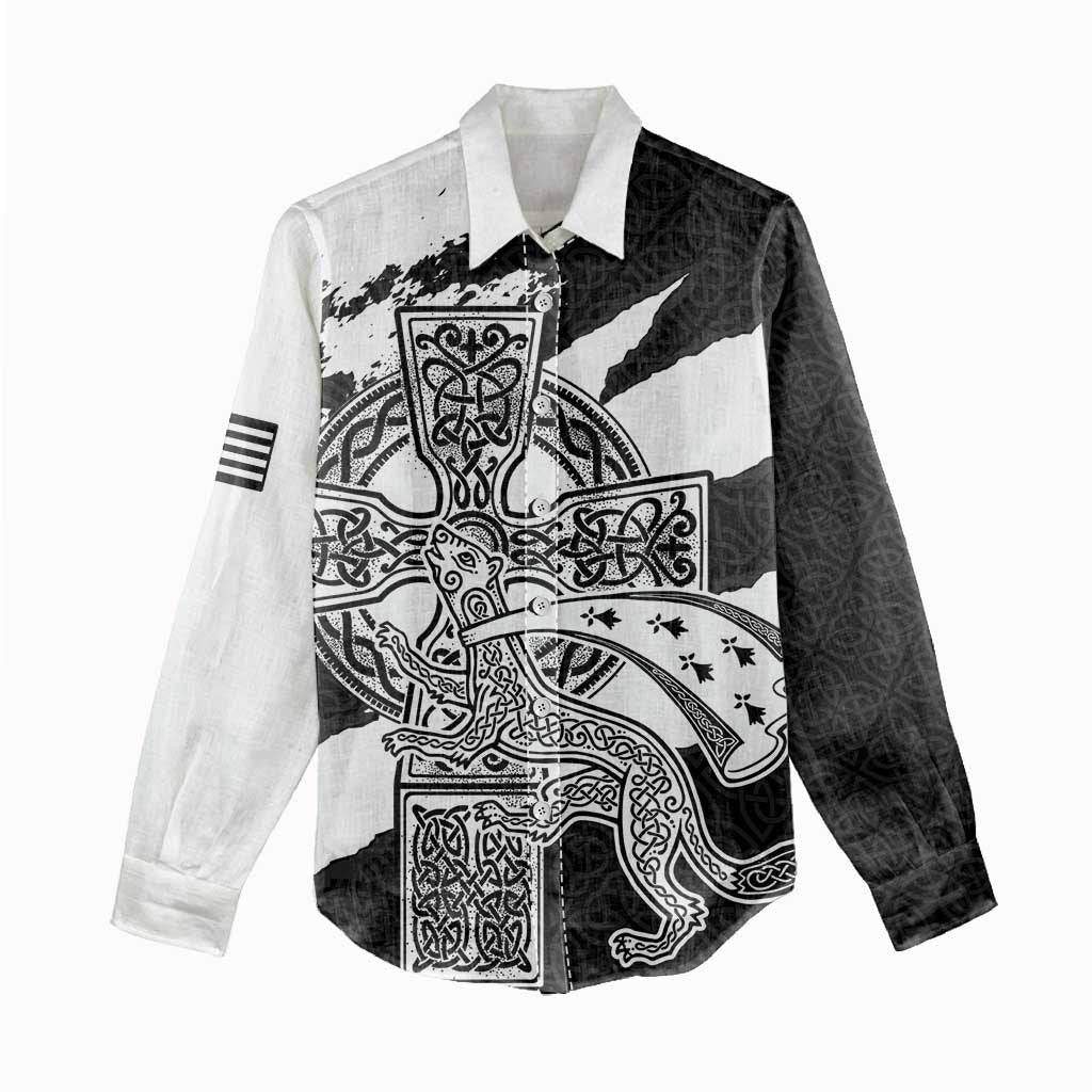 Brittany Celtic Cross Women Casual Shirt Celtic Pattern - Wonder Print Shop