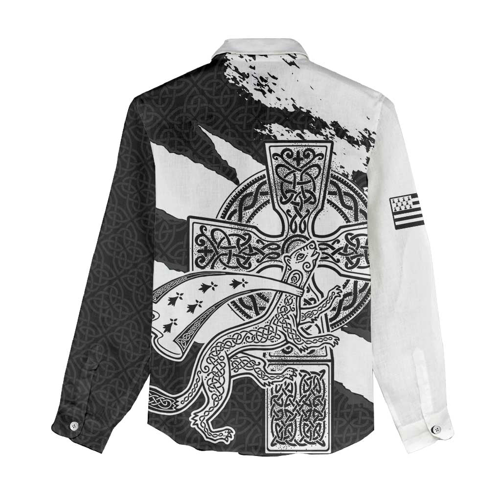Brittany Celtic Cross Women Casual Shirt Celtic Pattern - Wonder Print Shop