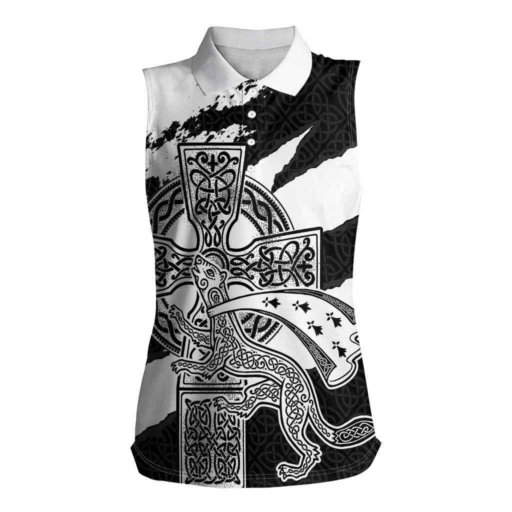 Brittany Celtic Cross Women Sleeveless Polo Shirt Celtic Pattern - Wonder Print Shop