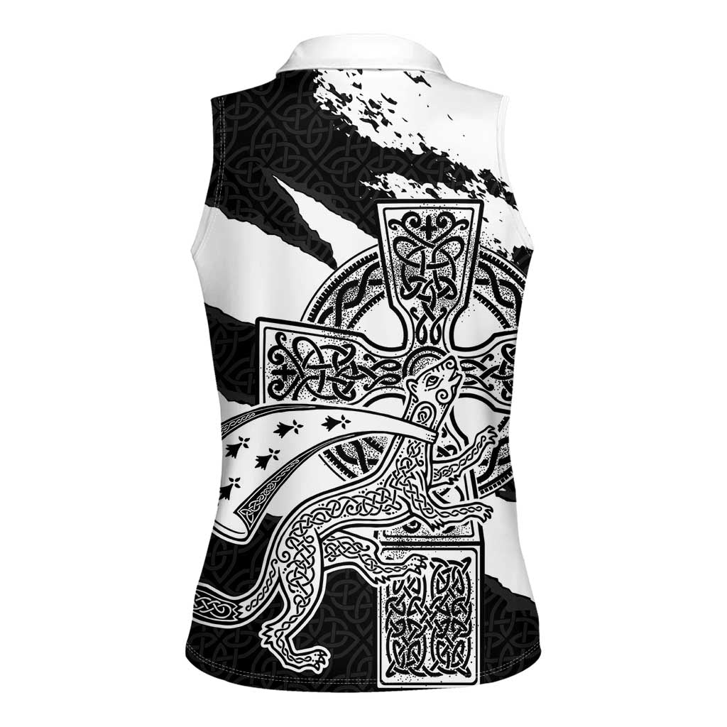 Brittany Celtic Cross Women Sleeveless Polo Shirt Celtic Pattern - Wonder Print Shop