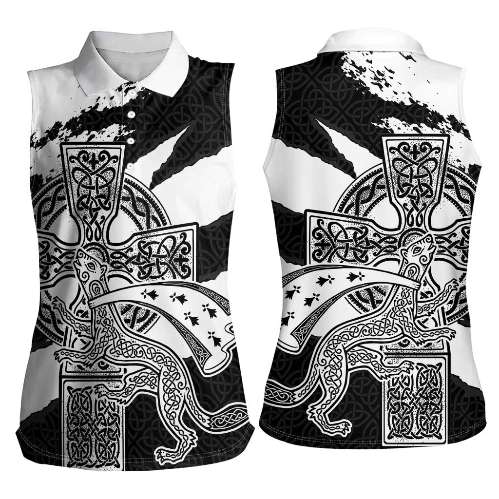 Brittany Celtic Cross Women Sleeveless Polo Shirt Celtic Pattern - Wonder Print Shop