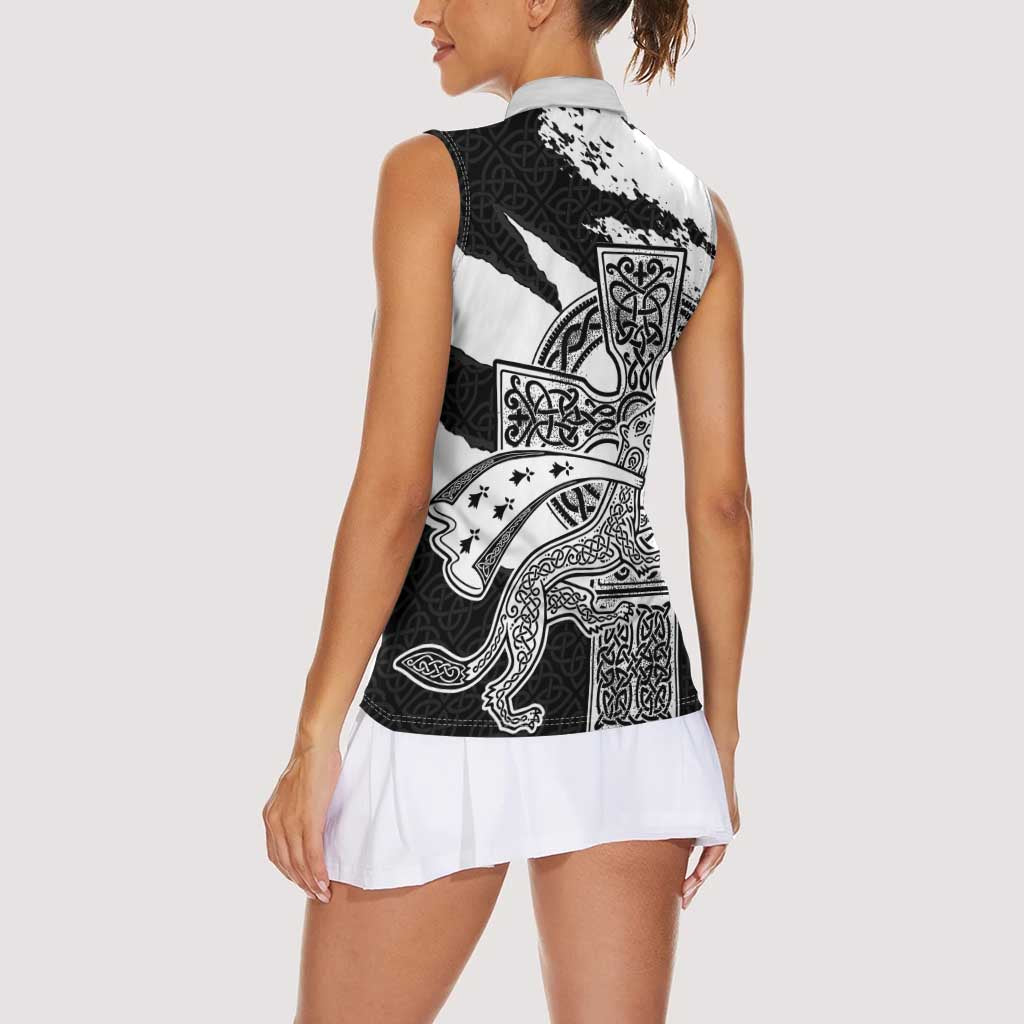 Brittany Celtic Cross Women Sleeveless Polo Shirt Celtic Pattern - Wonder Print Shop
