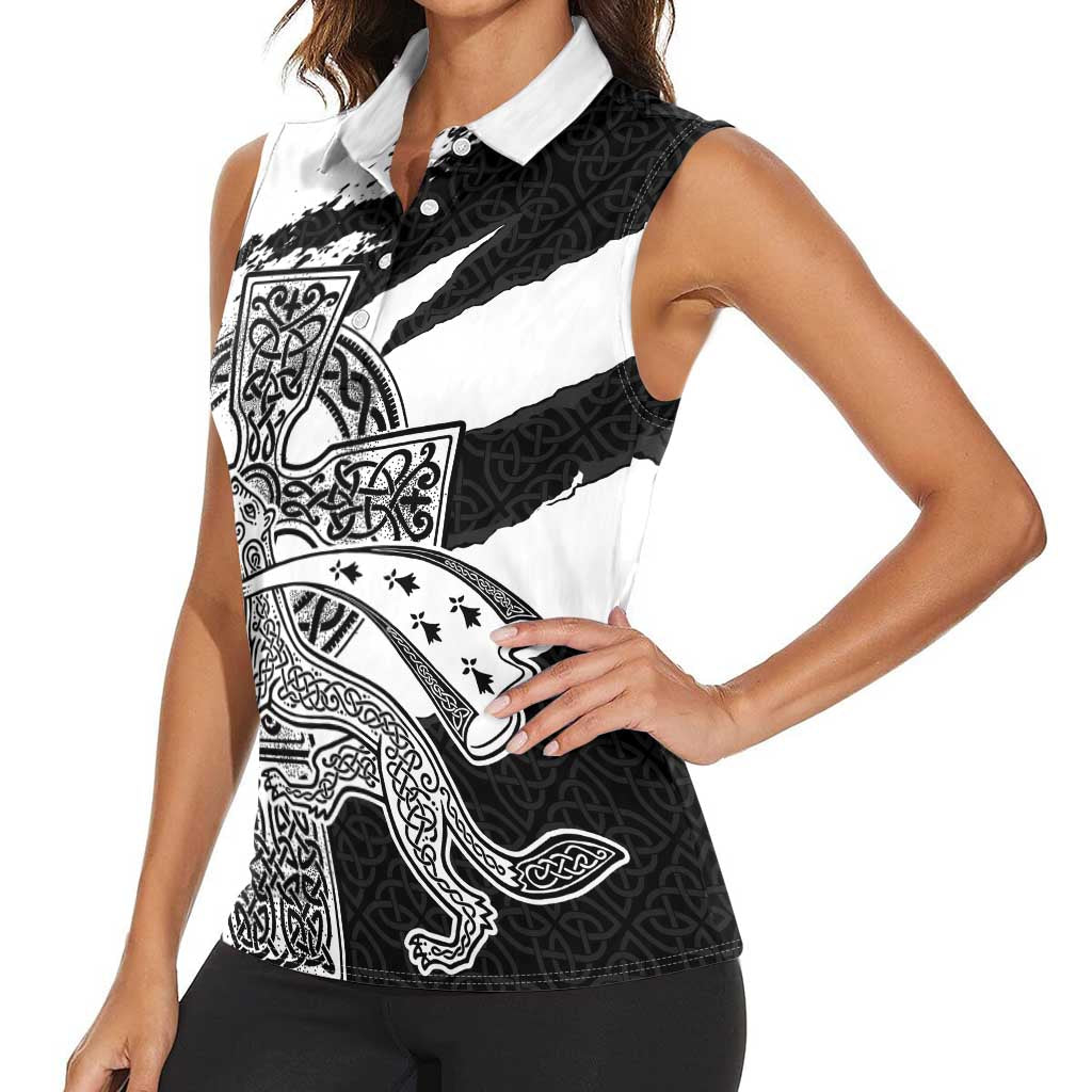 Brittany Celtic Cross Women Sleeveless Polo Shirt Celtic Pattern - Wonder Print Shop