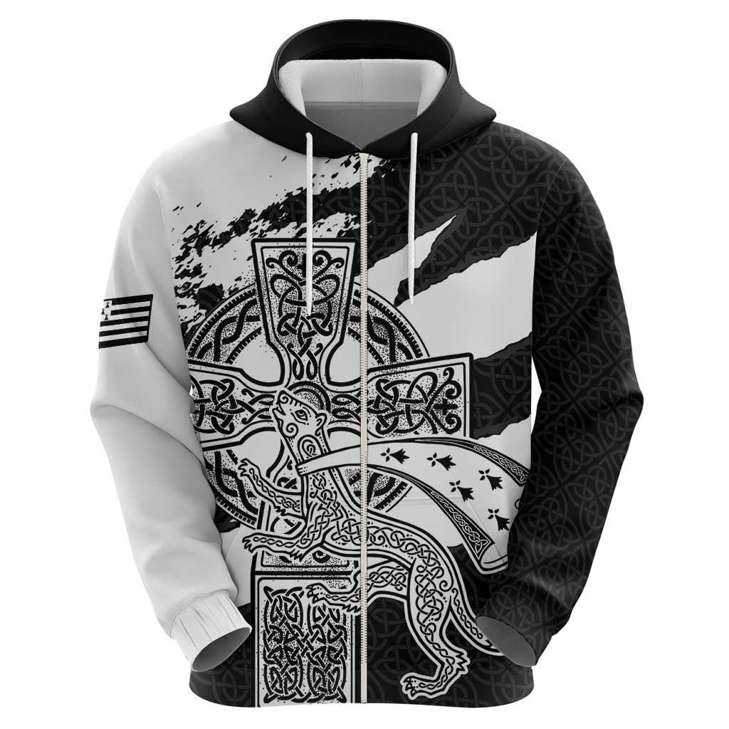 Brittany Celtic Cross Zip Hoodie Celtic Pattern - Wonder Print Shop