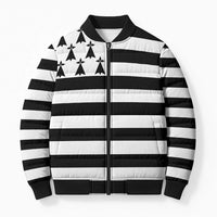 Brittany Flag Style Bomber Puffer Jacket Kentoch Mervel Eget Bezan Saotret - Wonder Print Shop