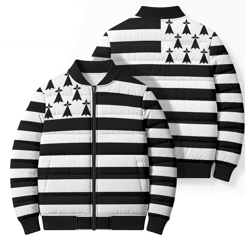 Brittany Flag Style Bomber Puffer Jacket Kentoch Mervel Eget Bezan Saotret - Wonder Print Shop