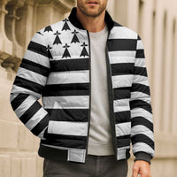 Brittany Flag Style Bomber Puffer Jacket Kentoch Mervel Eget Bezan Saotret - Wonder Print Shop