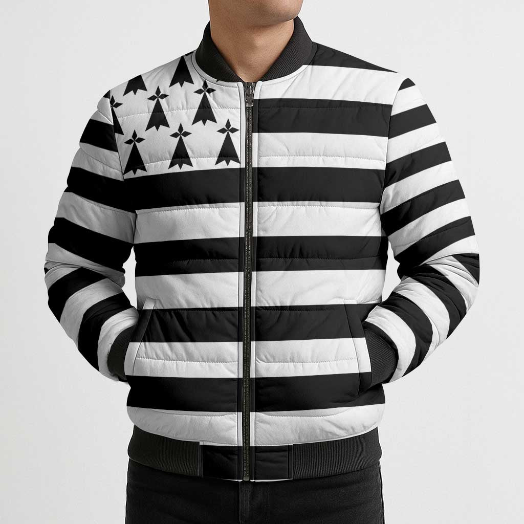 Brittany Flag Style Bomber Puffer Jacket Kentoch Mervel Eget Bezan Saotret - Wonder Print Shop