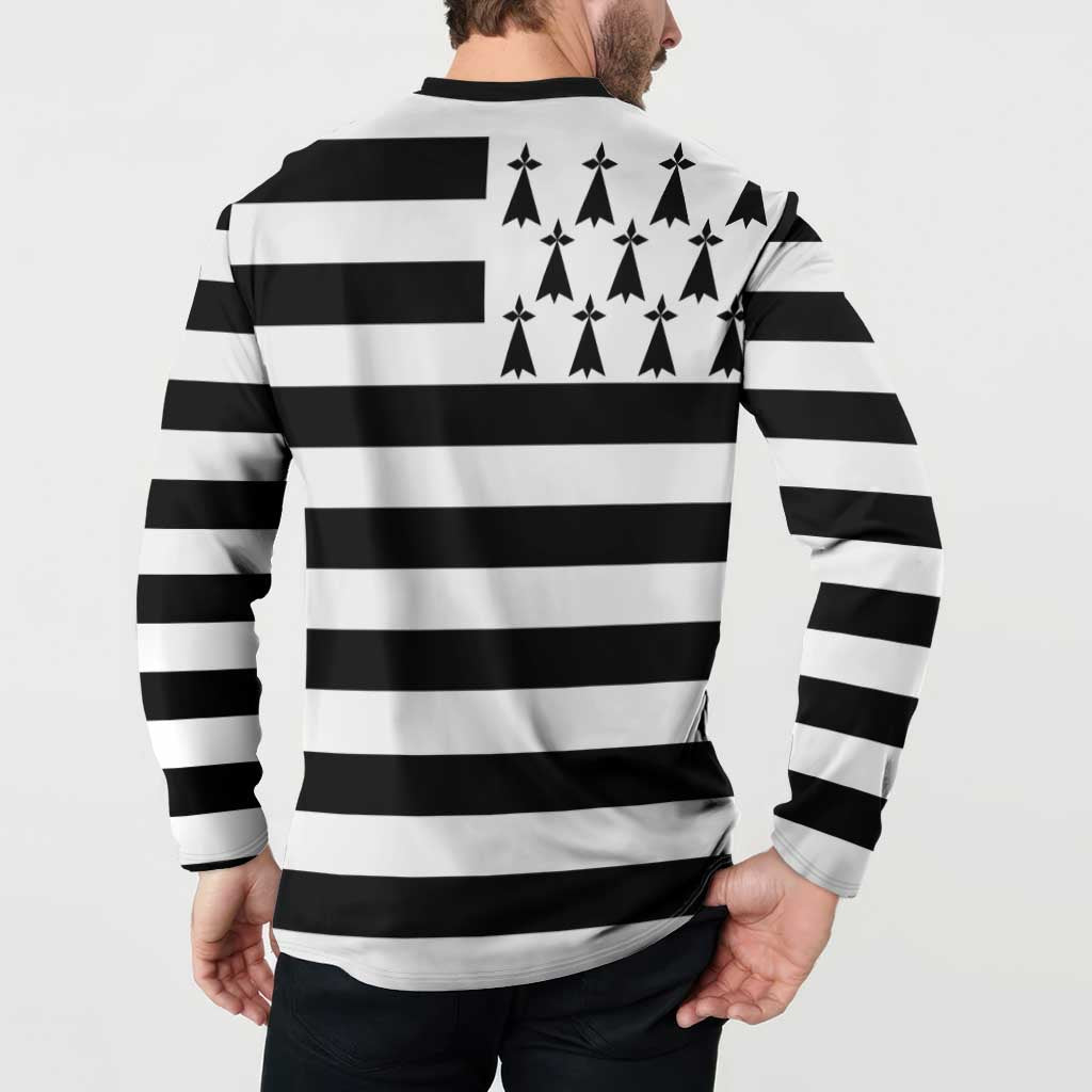 Brittany Flag Style Button Sweatshirt Kentoch Mervel Eget Bezan Saotret - Wonder Print Shop