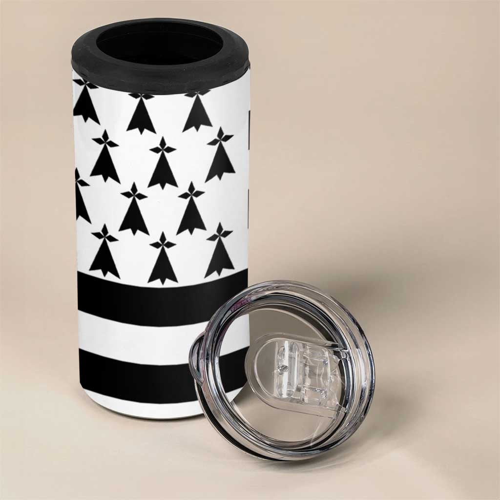 Brittany Flag Style 4 in 1 Can Cooler Tumbler Kentoch Mervel Eget Bezan Saotret - Wonder Print Shop