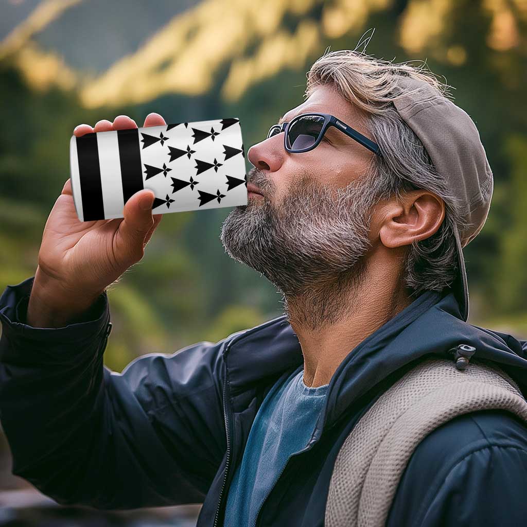 Brittany Flag Style 4 in 1 Can Cooler Tumbler Kentoch Mervel Eget Bezan Saotret - Wonder Print Shop