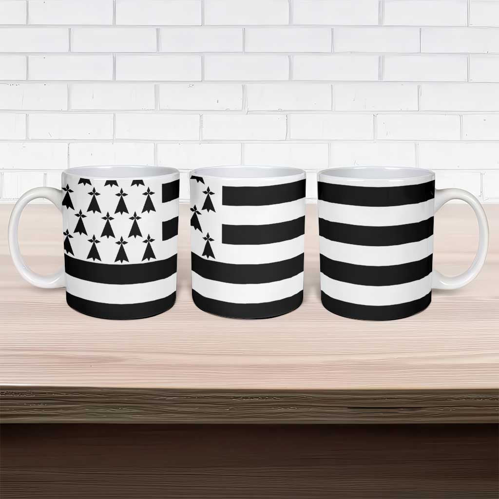 Brittany Flag Style Ceramic Mug Kentoch Mervel Eget Bezan Saotret - Wonder Print Shop