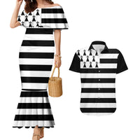 Brittany Flag Style Couples Matching Mermaid Dress and Hawaiian Shirt Kentoch Mervel Eget Bezan Saotret - Wonder Print Shop