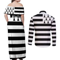 Brittany Flag Style Couples Matching Off Shoulder Maxi Dress and Long Sleeve Button Shirt Kentoch Mervel Eget Bezan Saotret - Wonder Print Shop