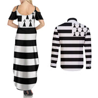 Brittany Flag Style Couples Matching Summer Maxi Dress and Long Sleeve Button Shirt Kentoch Mervel Eget Bezan Saotret - Wonder Print Shop