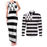 Brittany Flag Style Couples Matching Tank Maxi Dress and Long Sleeve Button Shirt Kentoch Mervel Eget Bezan Saotret - Wonder Print Shop