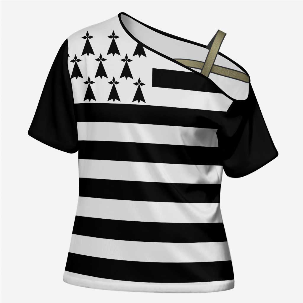 Brittany Flag Style Cross Shoulder Shirt Kentoch Mervel Eget Bezan Saotret - Wonder Print Shop