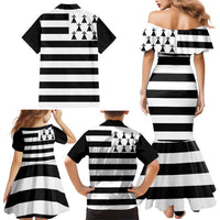 Brittany Flag Style Family Matching Mermaid Dress and Hawaiian Shirt Kentoch Mervel Eget Bezan Saotret - Wonder Print Shop