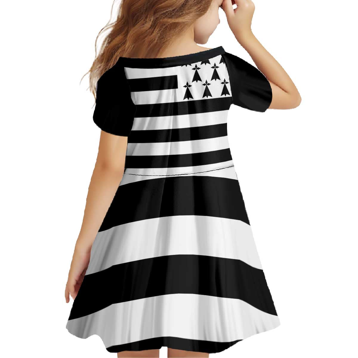 Brittany Flag Style Family Matching Off The Shoulder Long Sleeve Dress and Hawaiian Shirt Kentoch Mervel Eget Bezan Saotret - Wonder Print Shop