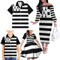 Brittany Flag Style Family Matching Off The Shoulder Long Sleeve Dress and Hawaiian Shirt Kentoch Mervel Eget Bezan Saotret - Wonder Print Shop
