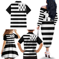 Brittany Flag Style Family Matching Off The Shoulder Long Sleeve Dress and Hawaiian Shirt Kentoch Mervel Eget Bezan Saotret - Wonder Print Shop