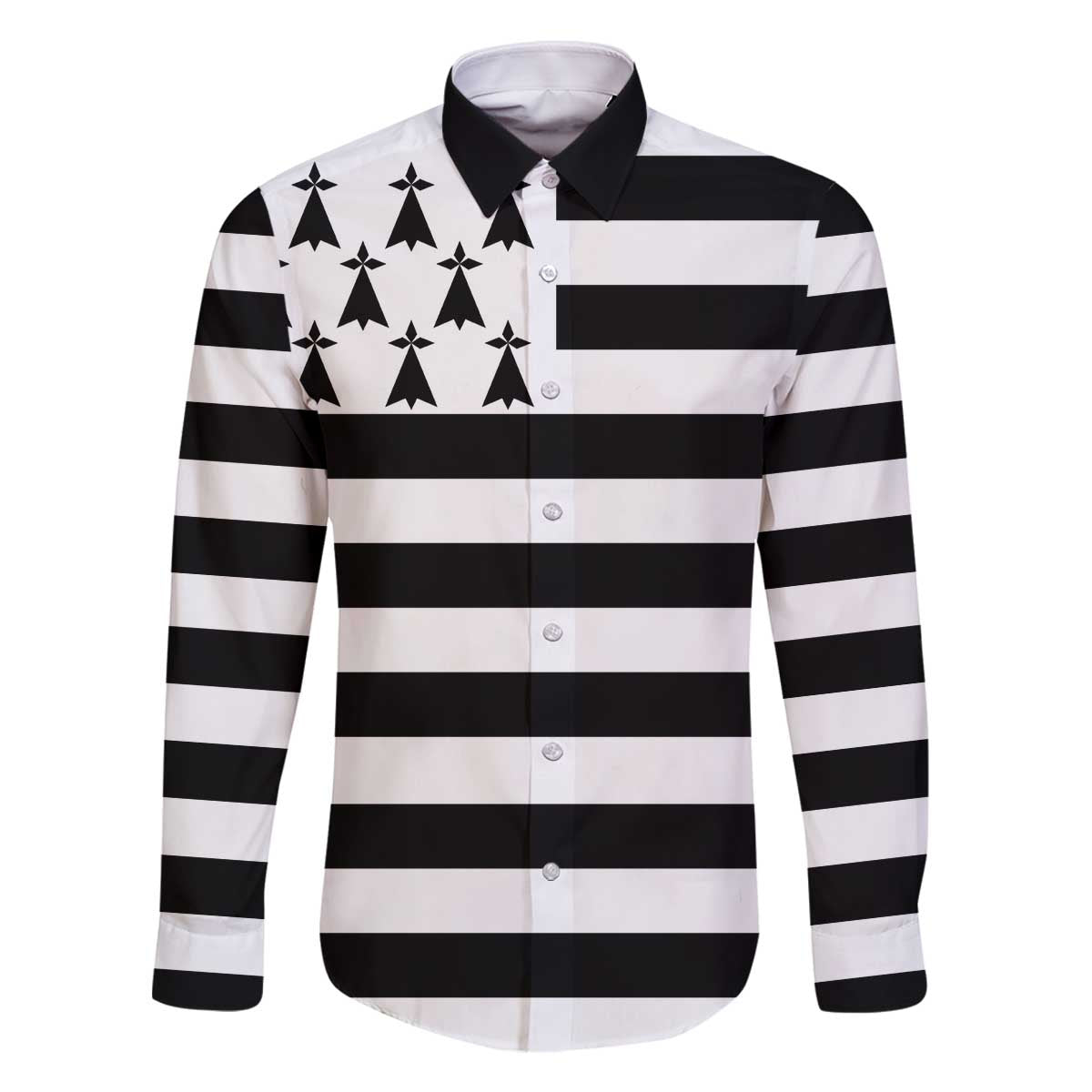 Brittany Flag Style Family Matching Off The Shoulder Long Sleeve Dress and Hawaiian Shirt Kentoch Mervel Eget Bezan Saotret - Wonder Print Shop