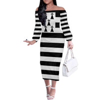 Brittany Flag Style Family Matching Off The Shoulder Long Sleeve Dress and Hawaiian Shirt Kentoch Mervel Eget Bezan Saotret - Wonder Print Shop