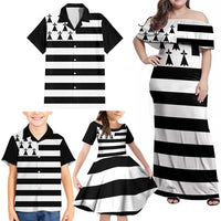 Brittany Flag Style Family Matching Off Shoulder Maxi Dress and Hawaiian Shirt Kentoch Mervel Eget Bezan Saotret - Wonder Print Shop