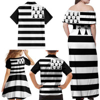 Brittany Flag Style Family Matching Off Shoulder Maxi Dress and Hawaiian Shirt Kentoch Mervel Eget Bezan Saotret - Wonder Print Shop