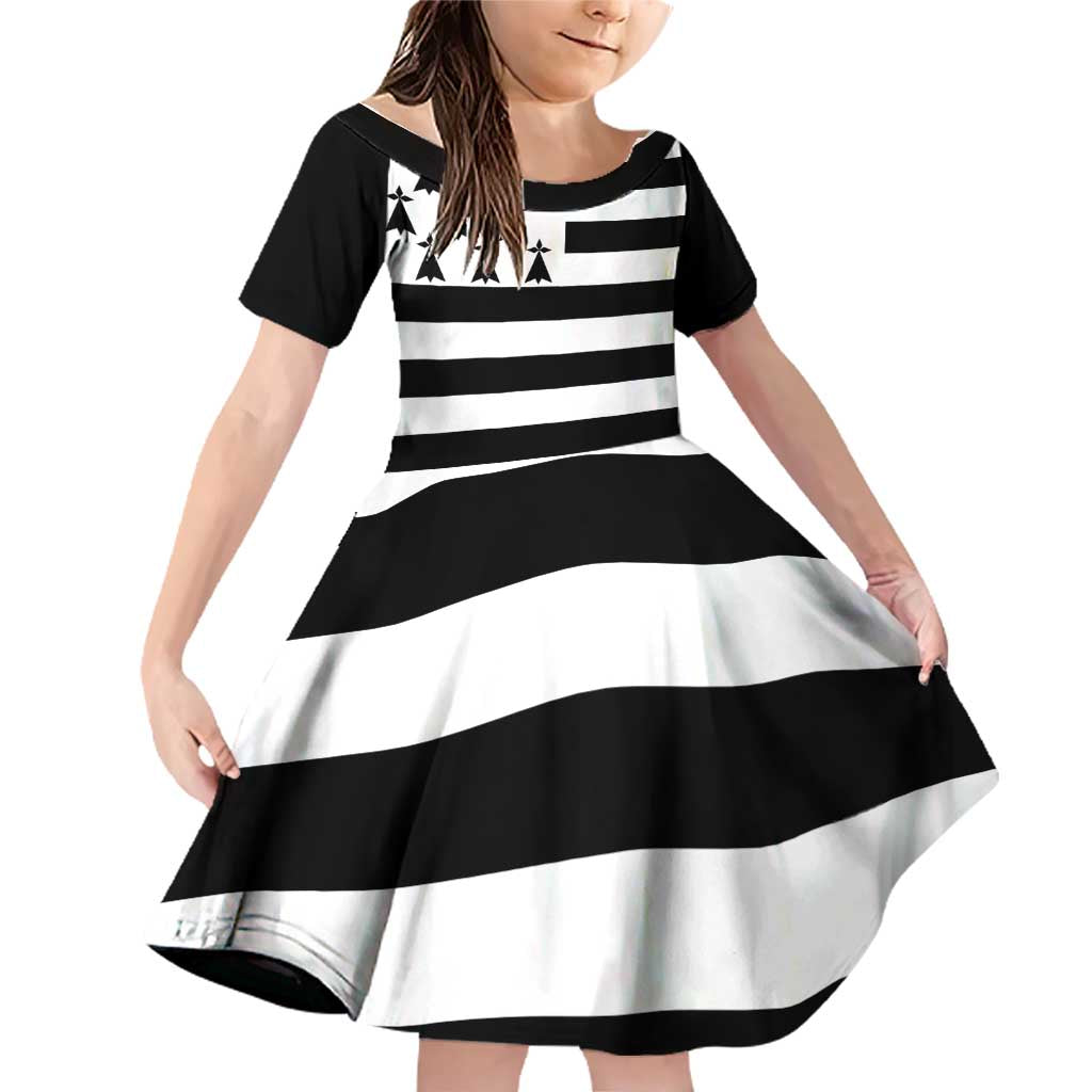 Brittany Flag Style Family Matching Off Shoulder Short Dress and Hawaiian Shirt Kentoch Mervel Eget Bezan Saotret - Wonder Print Shop