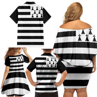 Brittany Flag Style Family Matching Off Shoulder Short Dress and Hawaiian Shirt Kentoch Mervel Eget Bezan Saotret - Wonder Print Shop