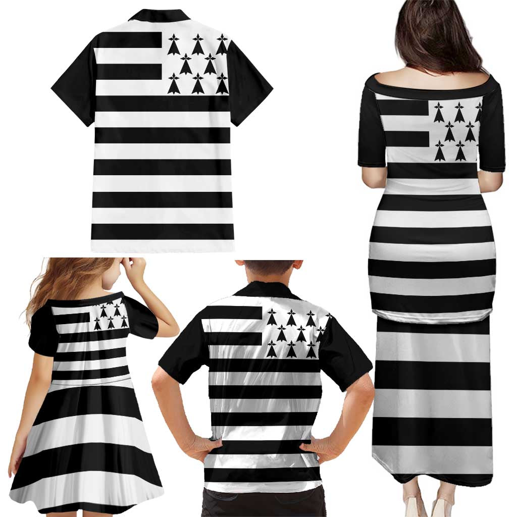 Brittany Flag Style Family Matching Puletasi and Hawaiian Shirt Kentoch Mervel Eget Bezan Saotret - Wonder Print Shop
