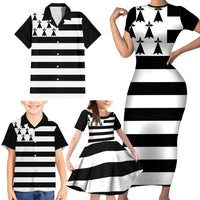 Brittany Flag Style Family Matching Short Sleeve Bodycon Dress and Hawaiian Shirt Kentoch Mervel Eget Bezan Saotret - Wonder Print Shop