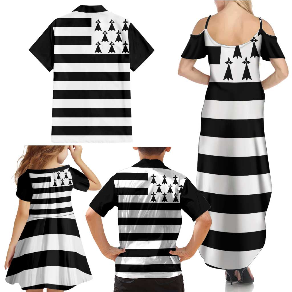 Brittany Flag Style Family Matching Summer Maxi Dress and Hawaiian Shirt Kentoch Mervel Eget Bezan Saotret - Wonder Print Shop