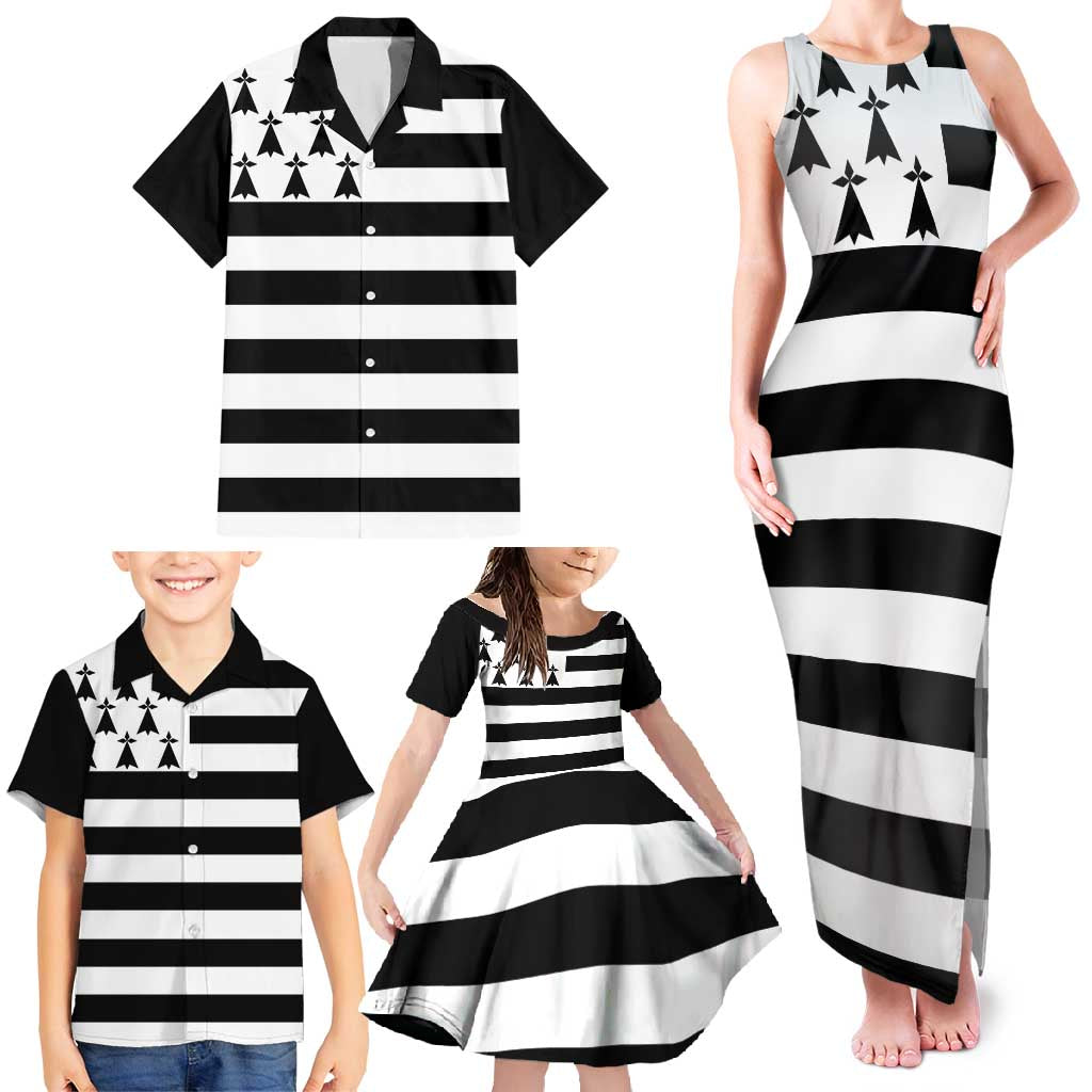 Brittany Flag Style Family Matching Tank Maxi Dress and Hawaiian Shirt Kentoch Mervel Eget Bezan Saotret - Wonder Print Shop