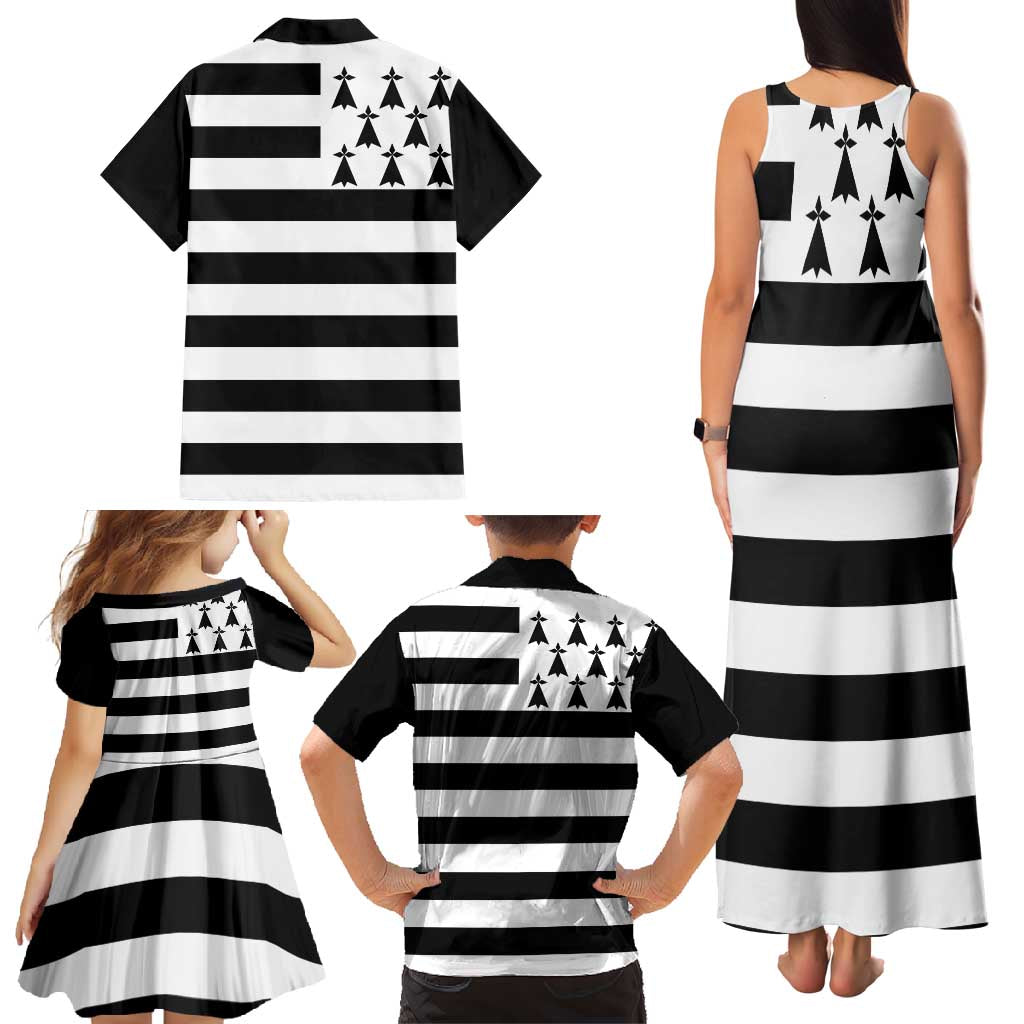 Brittany Flag Style Family Matching Tank Maxi Dress and Hawaiian Shirt Kentoch Mervel Eget Bezan Saotret - Wonder Print Shop