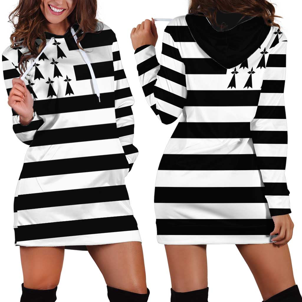 Brittany Flag Style Hoodie Dress Kentoch Mervel Eget Bezan Saotret - Wonder Print Shop