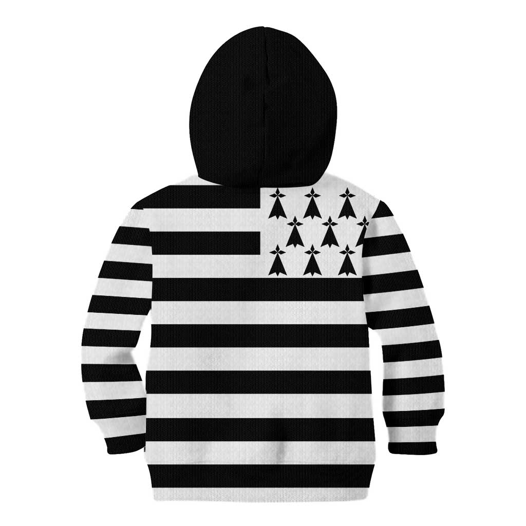 Brittany Flag Style Kid Hoodie Kentoch Mervel Eget Bezan Saotret - Wonder Print Shop