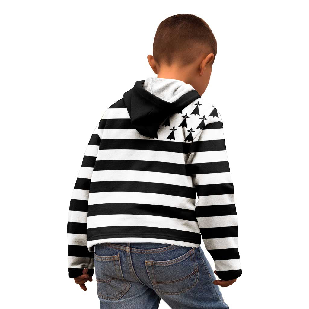 Brittany Flag Style Kid Hoodie Kentoch Mervel Eget Bezan Saotret - Wonder Print Shop