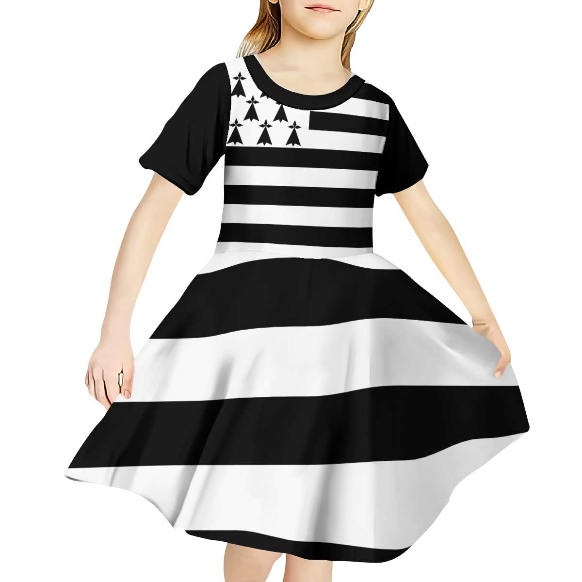 Brittany Flag Style Kid Short Sleeve Dress Kentoch Mervel Eget Bezan Saotret - Wonder Print Shop