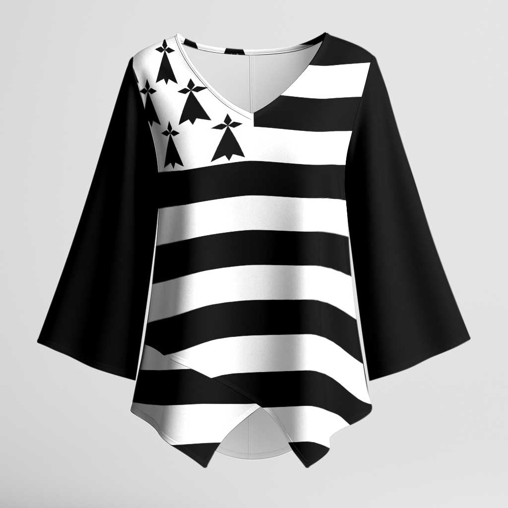 Brittany Flag Style Kimono Sleeve Blouse Kentoch Mervel Eget Bezan Saotret - Wonder Print Shop