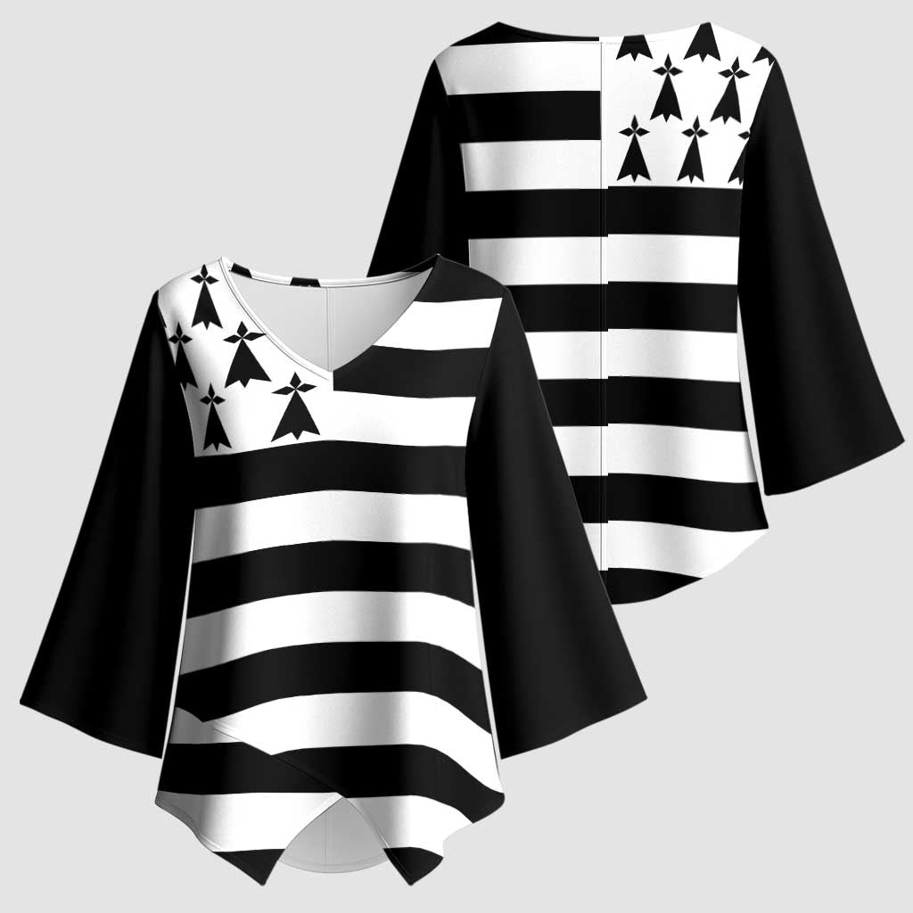 Brittany Flag Style Kimono Sleeve Blouse Kentoch Mervel Eget Bezan Saotret - Wonder Print Shop