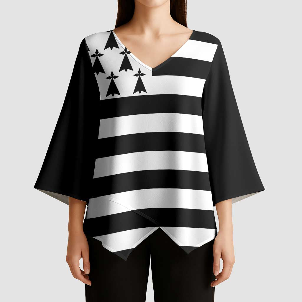 Brittany Flag Style Kimono Sleeve Blouse Kentoch Mervel Eget Bezan Saotret - Wonder Print Shop
