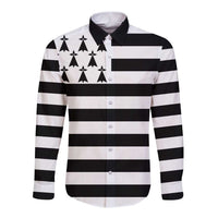 Brittany Flag Style Long Sleeve Button Shirt Kentoch Mervel Eget Bezan Saotret - Wonder Print Shop