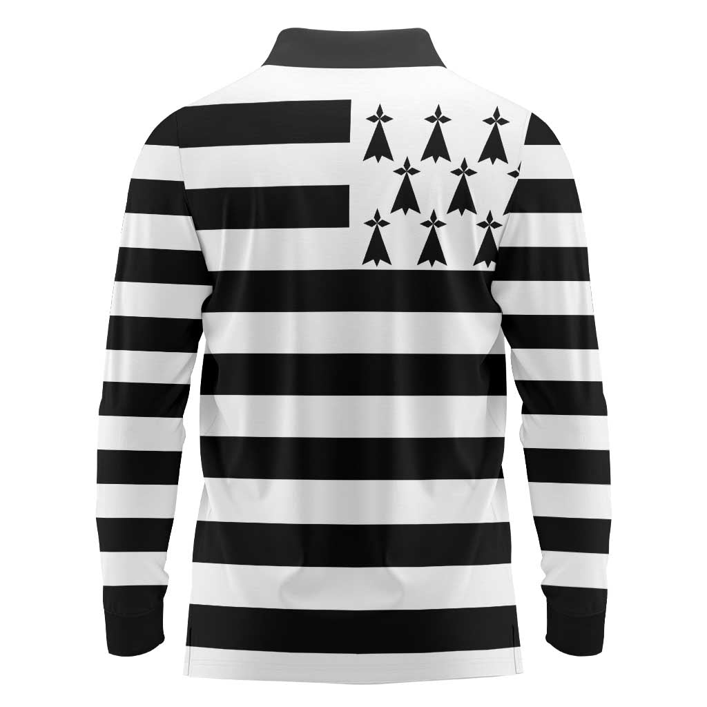 Brittany Flag Style Long Sleeve Polo Shirt Kentoch Mervel Eget Bezan Saotret - Wonder Print Shop