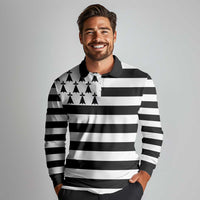 Brittany Flag Style Long Sleeve Polo Shirt Kentoch Mervel Eget Bezan Saotret - Wonder Print Shop