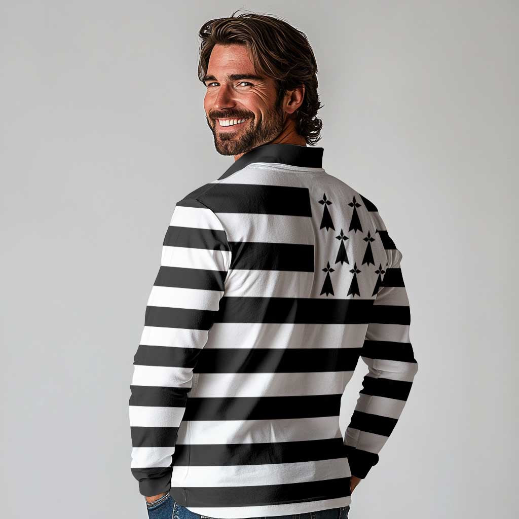 Brittany Flag Style Long Sleeve Polo Shirt Kentoch Mervel Eget Bezan Saotret - Wonder Print Shop