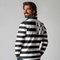 Brittany Flag Style Long Sleeve Polo Shirt Kentoch Mervel Eget Bezan Saotret - Wonder Print Shop