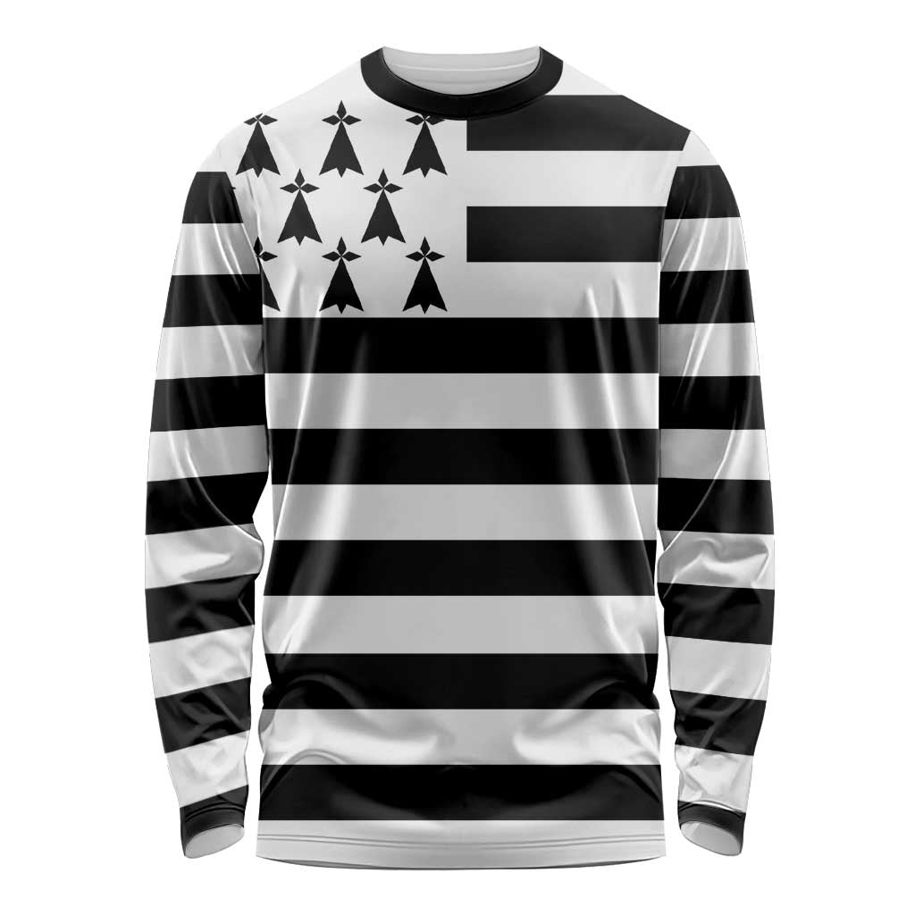 Brittany Flag Style Long Sleeve Shirt Kentoch Mervel Eget Bezan Saotret - Wonder Print Shop