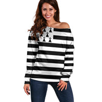 Brittany Flag Style Off Shoulder Sweater Kentoch Mervel Eget Bezan Saotret - Wonder Print Shop